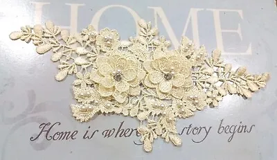 Cream Lace Applique 10 X 4.5 Inch For Hair Or Costume • £3.35
