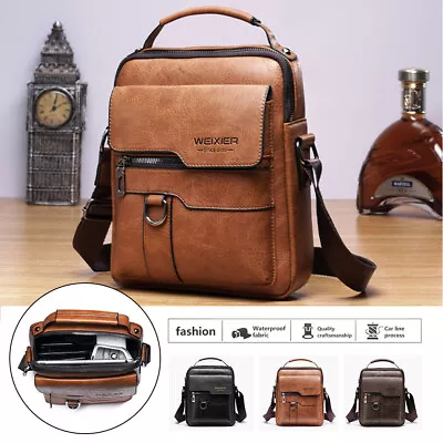 Men Leather Business Briefcase Handbag Laptop Messenger Shoulder Crossbody Bag • $20.89