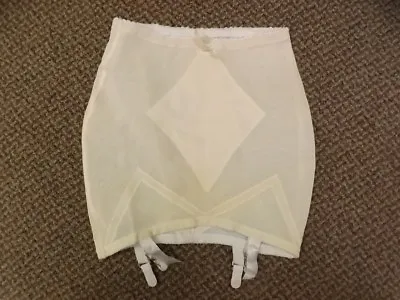 Sexy Pin Up Vtg 60s NEW Ivory Diamond Panel Open Bottom Garters Girdle M 27/28 • $127.37