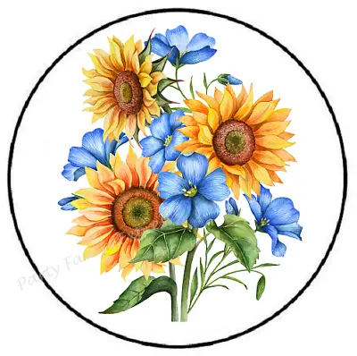 Blue And Yellow Flowers Envelope Seals Labels Stickers Party Favors • $4.99