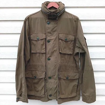 J CREW Wallace Barnes Jacket Mens Large Field Mechanic Military Green Hooded • $90
