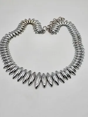 Vintage MONET Silver Tone Graduated Link Modernist Collar Necklace  • $28