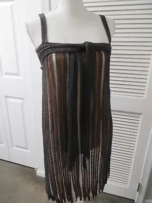 MISSONI Italy  Knit Multi-color Metallic Striped Straps Tie Mini Dress EU42 • $74.94