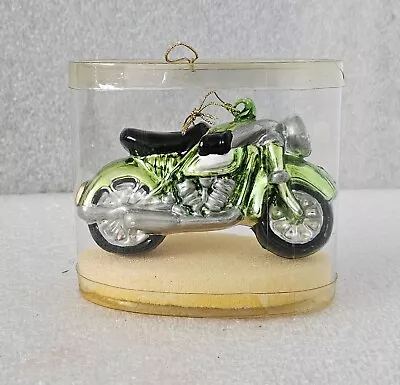 Vintage Glass Motorcycle Motorbike Ornament Christmas Tree Hanging 5” In Box • $11.50
