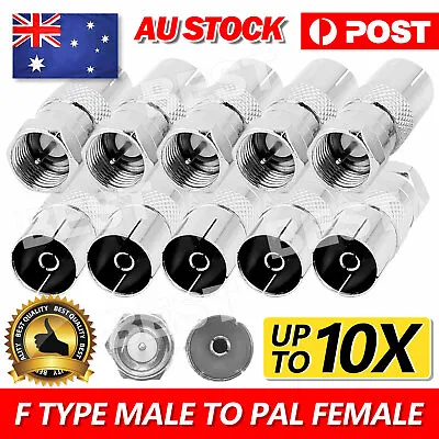 F-Type Male To PAL Female Socket Coaxial TV Antenna Cable Connector Adapter NEW • $2.95
