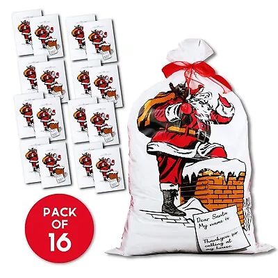 16 Giant Father Christmas Xmas Santa Sack Large Plastic Stocking Present Kids • £11.99