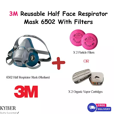 Original 3M Reusable Half Face Respirator Mask 6502 Medium Size Dust Paint Weld • $71