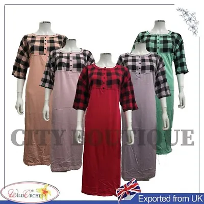 Ladies Maternity  Plus Sizes 2XOS- 6XOS   Check Night Shirt Short Crew  Pyjamas • £12.49