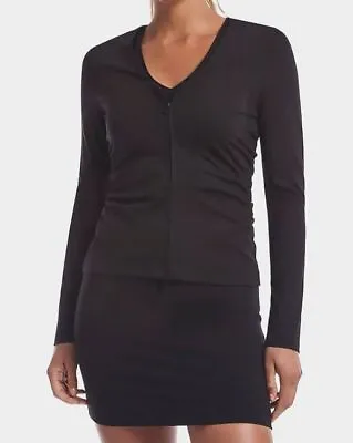 $335 CAPSULE 121 Women Black Borman Ruched Zip Track Jacket Size L • $107.58
