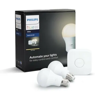 $95 • Buy Philips Hue Starter Kit A60 Warm White E27 Automate Your Lights Brand New 