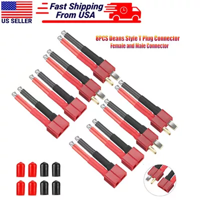 8PCS Deans Style T-Plug Female Male Connector Adapter 12AWG Wire For RC Battery • $15.19