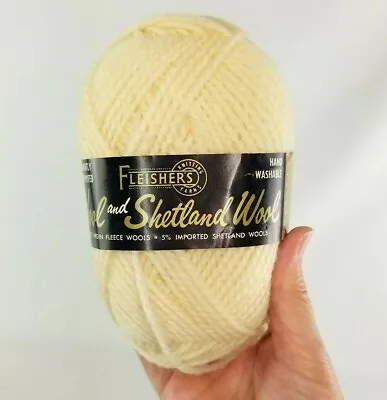 Fleishers Wool And Shetland Wool Yarn 2 Oz Skein Lot Of 4 Ivory 705 Vintage  • $21.85