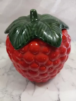 Strawberry Canister Ceramic Vintage 6.5   • $13