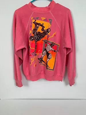 Pink One Size Fits All Skater Skateboard Crewneck Vintage 90s Skate Brand Color • $19.99