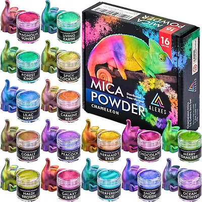 Chameleon Mica Powder 8-16 Colors Jars Epoxy Resin Color Shift Changing Powder • $23.99