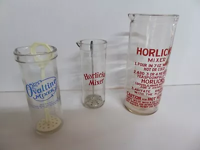 Vintage Collection 3 Glass Horlicks Ovaltine Mixers Large & Small • £29.99