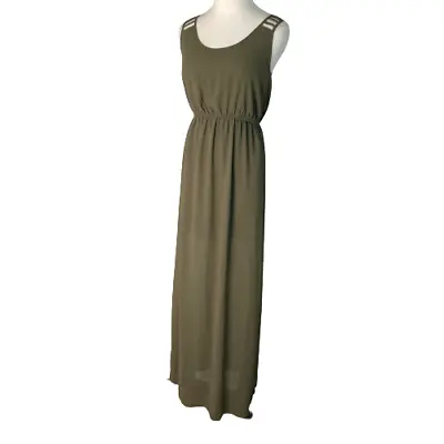 Mahina S Small Green Strappy Open Back High Slit Maxi Dress Minor Flaws • $8.39