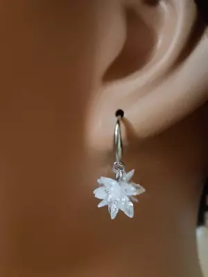 $6.99 • Buy Sterling Silver Valentine Snowflake Earring Star Sparkling CZ Waterdrop Earrings