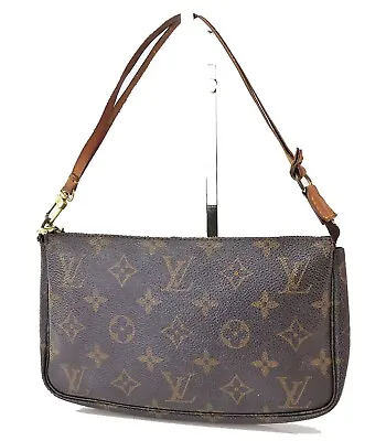 Authentic LOUIS VUITTON Accessory Pochette Monogram Tote Hand Bag #55062 • $295