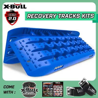 X-BULL 4WD Recovery Tracks Boards Traction Sand Mud Snow Pair Blue 4X4 Off Road • $68.99
