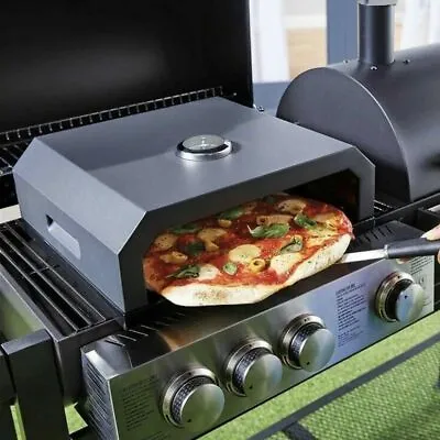 Modern Indoor Outdoor Portable Pizza Oven Black/Stainless Steel BBQ Stone Base • £59.99