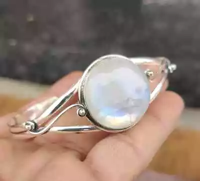 Solid 925 Sterling Silver Handmade Rainbow Moonstone Beautiful Bracelet R404 • $15.29