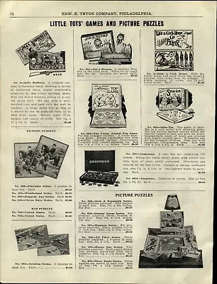 1931 PAPER AD Toy Store Display Madmar Picture Puzzles Poker Chips Comet Jondice • $19.99