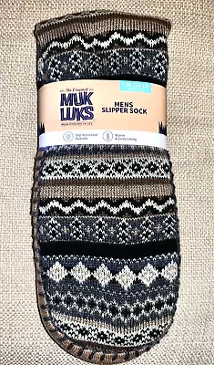 New! Men's Beige/Grays MUK LUKS  SLIPPER SOCKS   Sz L/XL  11-13  NWT • $11.89