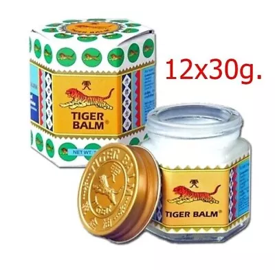 12X 30g Tiger Balm White Ointment Thai Herbal Aroma Relaxing Massage Balm Joint • $91.90