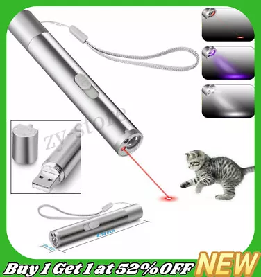 1mW 3 In 1 Red Laser Pointer USB Lazer Pen With UV LED Light Pet Cat Dog Toy • £4.44