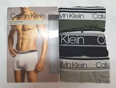 Calvin Klein Men's Cotton Stretch Trunk Underwear 3-Pack Green/Black/Grey • $64.95