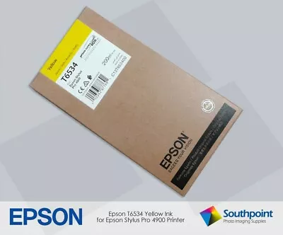 Epson T6534 Yellow 200ml Ink Cartridge Stylus Pro 4900 Printer Exp 2020 • $59