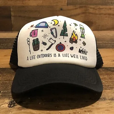 REI Hat Snapback Trucker Cap Mens White A Life Outdoors Is A Life Well Lived • $30.88