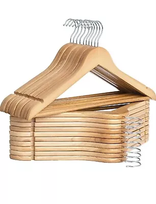 40 Pack Wood Clothes Hangers Smooth Finish Wooden Coat Hangers For Clothes • $39.95