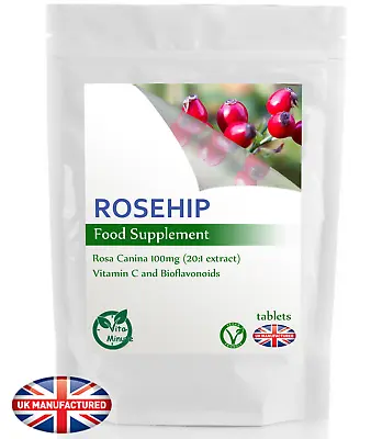 Rosehip 2000mg (30/60/90/120/180 Tablets) Natural Vitamin C Bioflavanoids UK (V) • £3.69