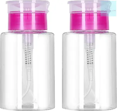 Leevia 2 Pcs 180ml Nail Polish Remover Pump Dispenser Push Down Cleanser Bottle • $11.79