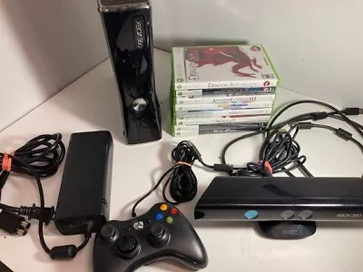 XBOX 360 1439 250GB Console With Kinect Controller HDMI/Power 8 Games TESTED! • $134.95