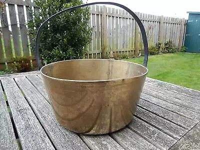 Vintage Brass Jam Pan ~ Iron Handle ~ 10  Diameter ~ 2.6Kg ~ Free P&P • £38