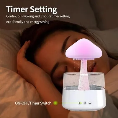 Rain Cloud Night Light Humidifier With Raining Drop Sound And 7 Color Led Light • £8.39