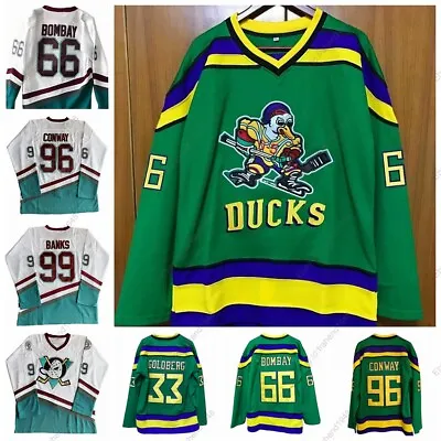 The Mighty Ducks #96 Conway Movie Hockey Jersey #66 Bombay #33 Goldber #99 Banks • $39.99