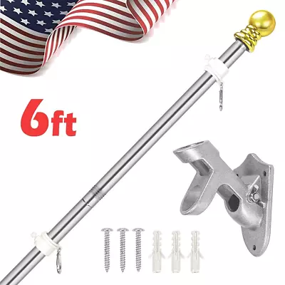 Tangle Free Spinning Flag Pole Aluminum 6FT Durable Rust Free Wind Resistant Kit • $17.99