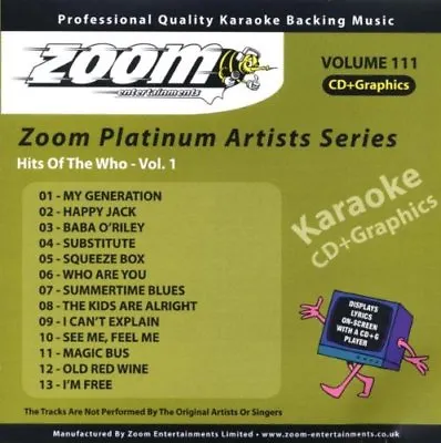 £4.95 • Buy Zoom Karaoke Platinum Artists Vol. 111 CD+G - Hits Of The Who