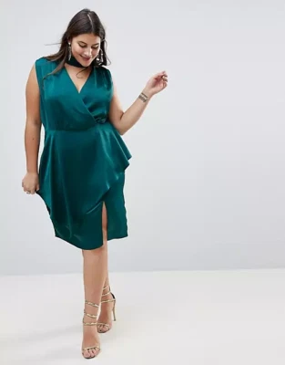 $35 • Buy RRP$95 New With Tags ASOS Curve Slinky Green Wrap Dress With Neck Choker Size 16