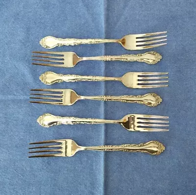 Vintage Korea Silverplate Flatware Forks Set Of 6 Rose Pattern Silverware • $16.15