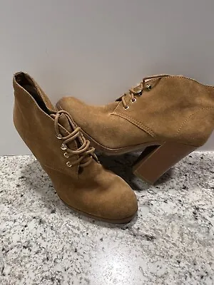Michael Kors Luggage Brown Suede Elliot Lace Up Ankle Booties Boots ~ Size 9M • $32.50