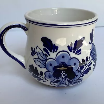 $14.99 • Buy Delft Mug Coffee Cup Blue White Dutch Flower  Windmill Hand Painted Vintage