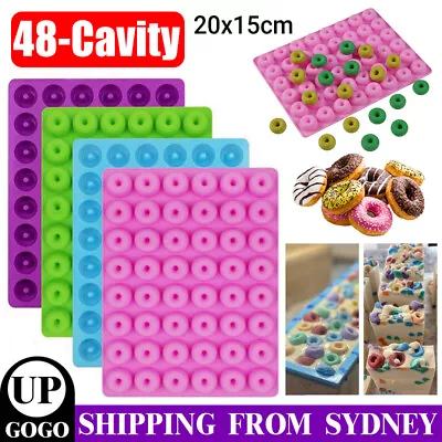 48-Cavity Mini Donut DIY Mold Silicone Tray Ice Cube Jelly Gummy Candy Mould AU • $4.65