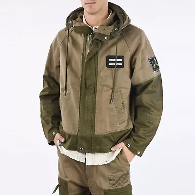 DIESEL SIVILL-SOL Jacket Canvas Utility Parka Print Applique Army Hooded XL-2XL • $250
