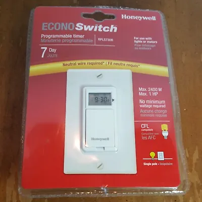 Honeywell Econo Switch RPLS730B 7 Day Programmable Timer Neutral Wire Required • $22