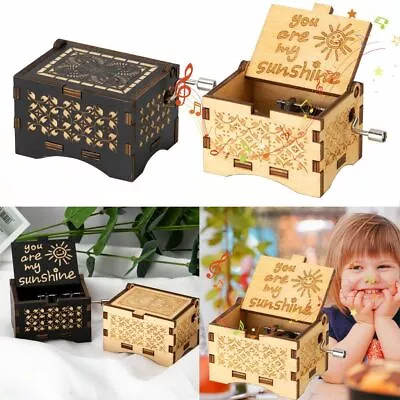 $7.79 • Buy Birthday Gift Music Box You Are My Sunshine Engraved Hand Crank Wooden Music Box
